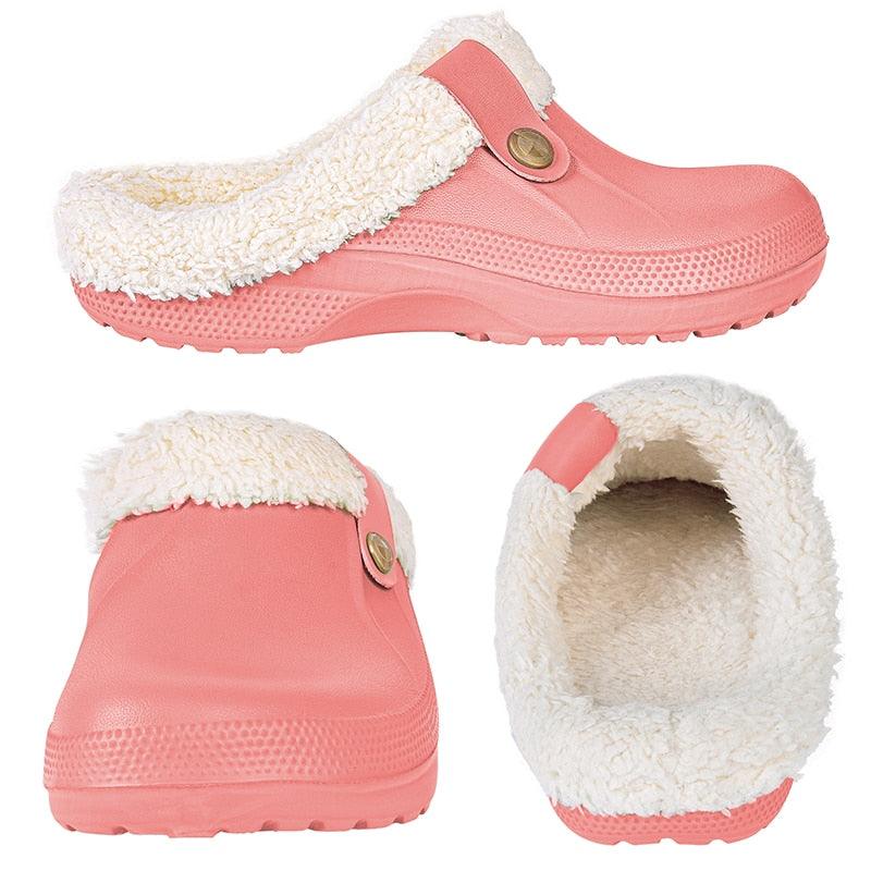 Unisex Waterproof Plush Lined Clogs - Warm Indoor Winter Slippers