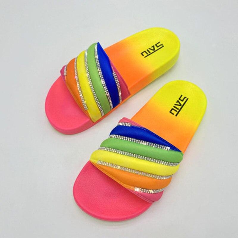Women's Rhinestone Slide Sandals Casual Summer Beach Flip Flops