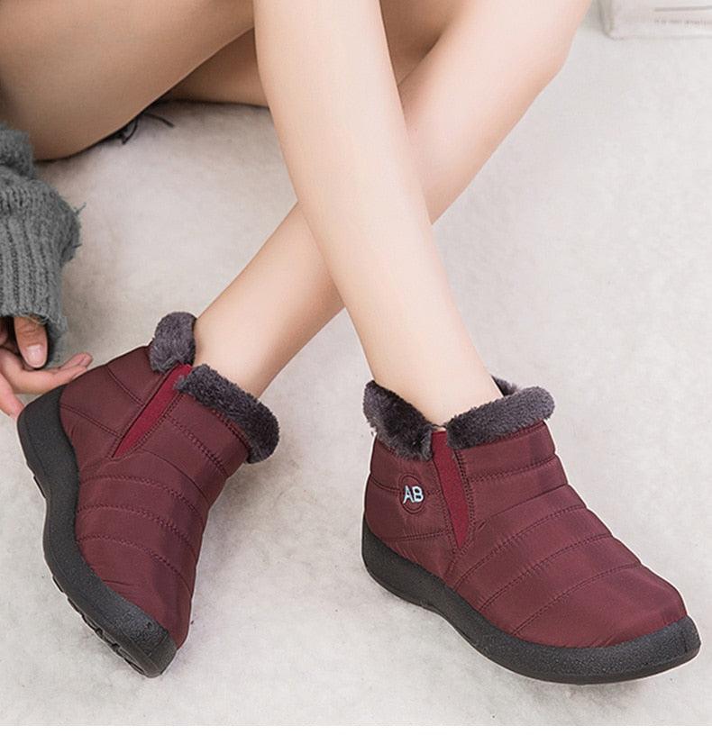 Women’s Waterproof Slip-On Snow Boots – Lightweight Winter Shoes