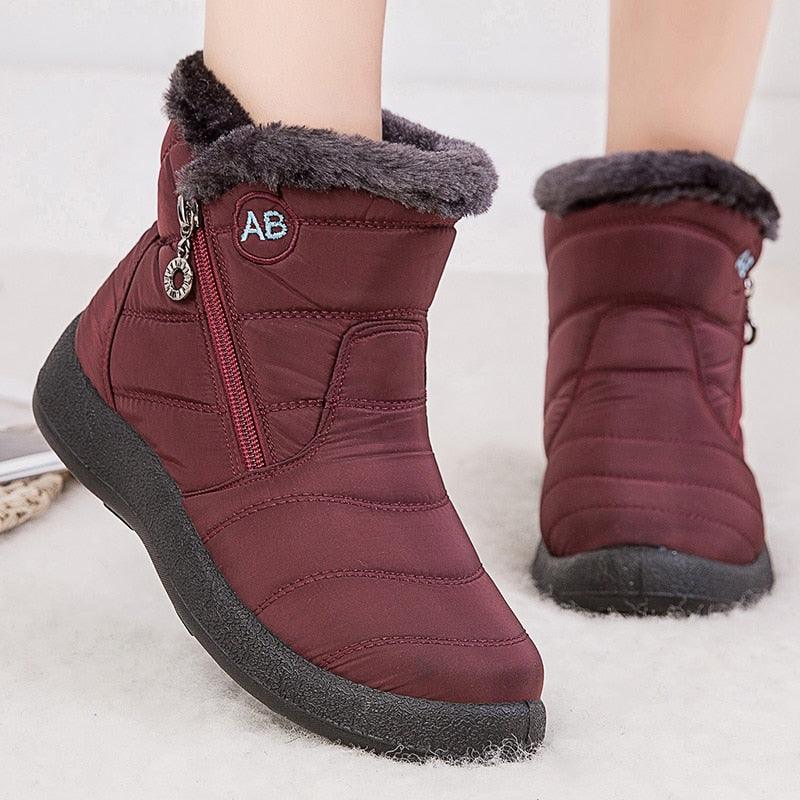 Women’s Waterproof Slip-On Snow Boots – Lightweight Winter Shoes