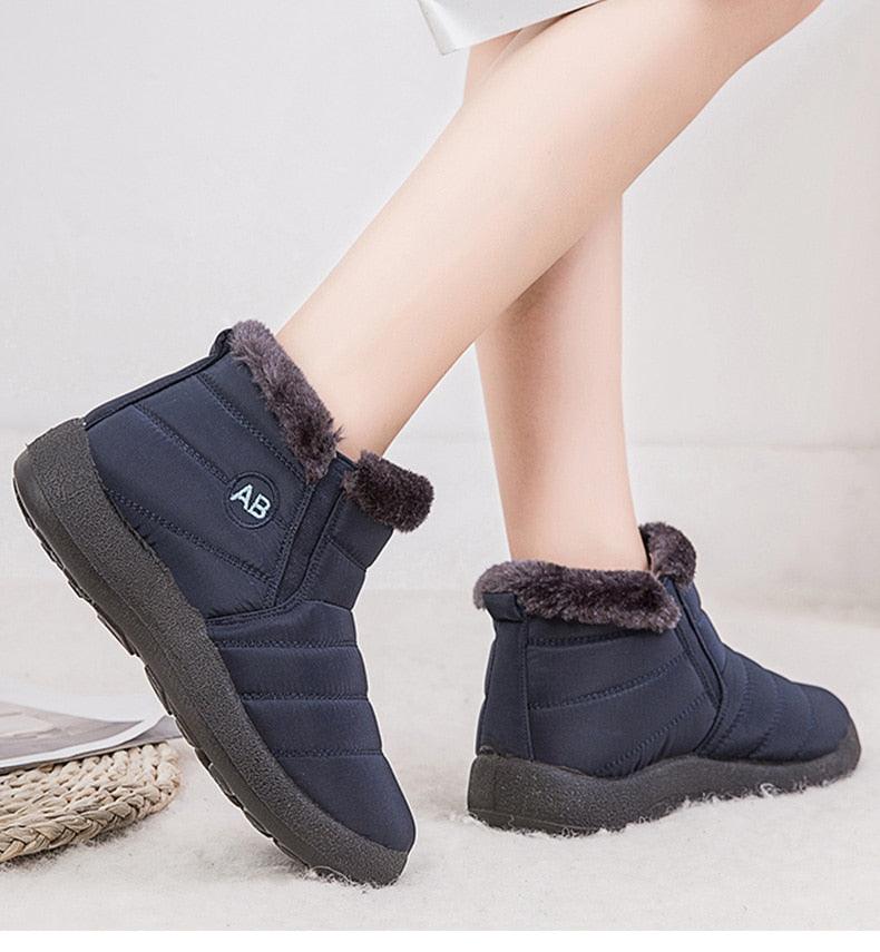Women’s Waterproof Slip-On Snow Boots – Lightweight Winter Shoes