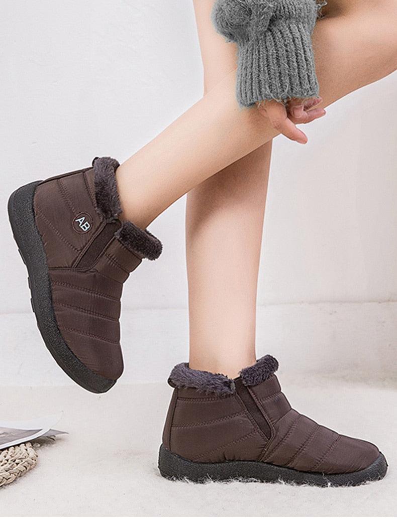 Women’s Waterproof Slip-On Snow Boots – Lightweight Winter Shoes