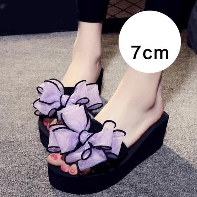 Women’s Bow Detail Flat Slides - Open Toe Casual Summer Sandals