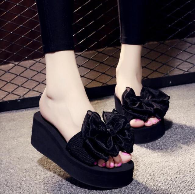 Women’s Bow Detail Flat Slides - Open Toe Casual Summer Sandals