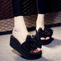Women’s Bow Detail Flat Slides - Open Toe Casual Summer Sandals