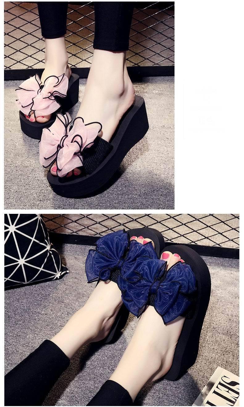 Women’s Bow Detail Flat Slides - Open Toe Casual Summer Sandals