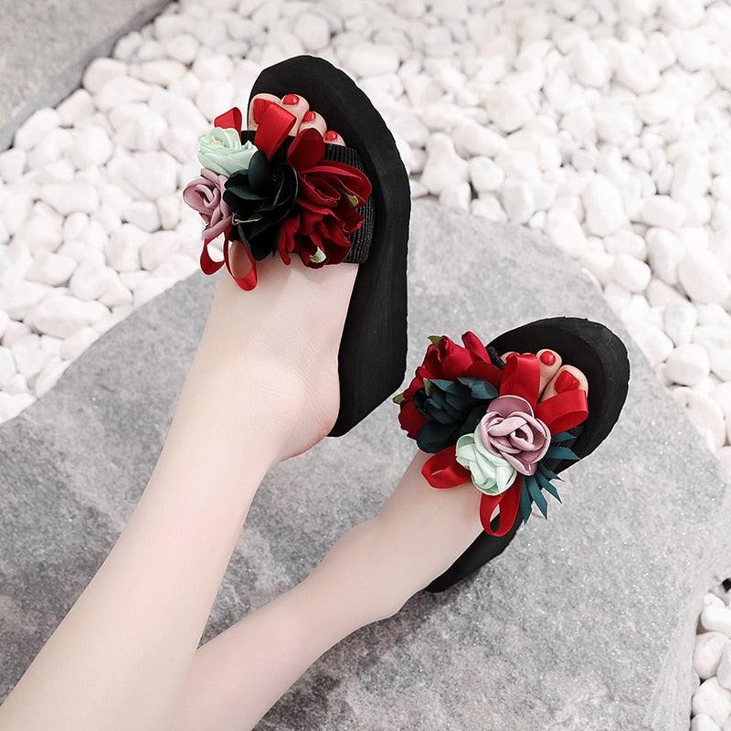 Women's Bow Platform Summer Sandals - Casual Bohemian Flip-Flops