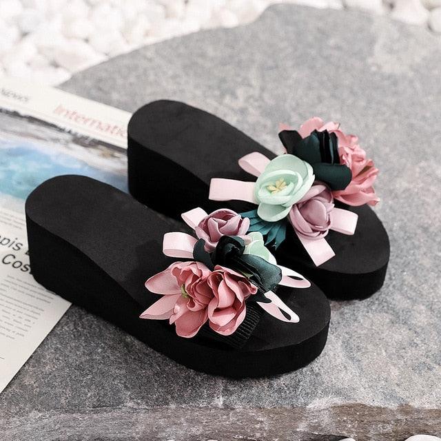 Women's Bow Platform Summer Sandals - Casual Bohemian Flip-Flops