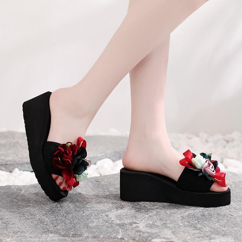 Women's Bow Platform Summer Sandals - Casual Bohemian Flip-Flops