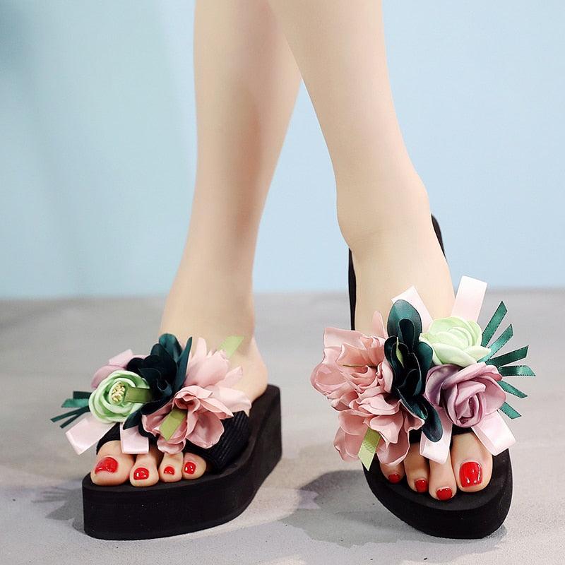 Women's Bow Platform Summer Sandals - Casual Bohemian Flip-Flops