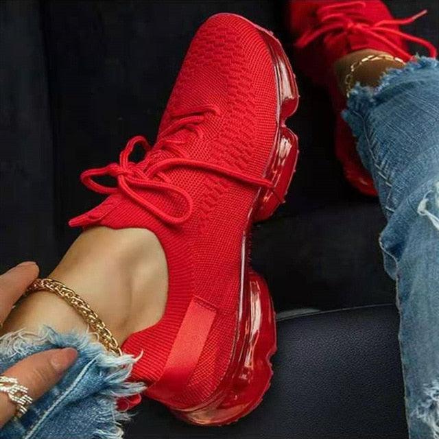 Women's Lightweight Memory Foam Walking Sneakers Lace Up Athletic