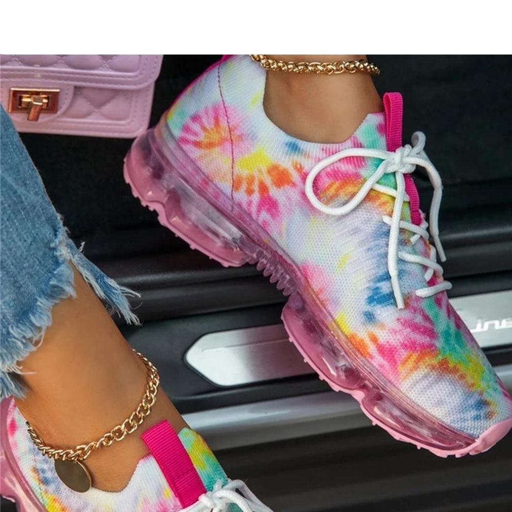 Women's Lightweight Memory Foam Walking Sneakers Lace Up Athletic