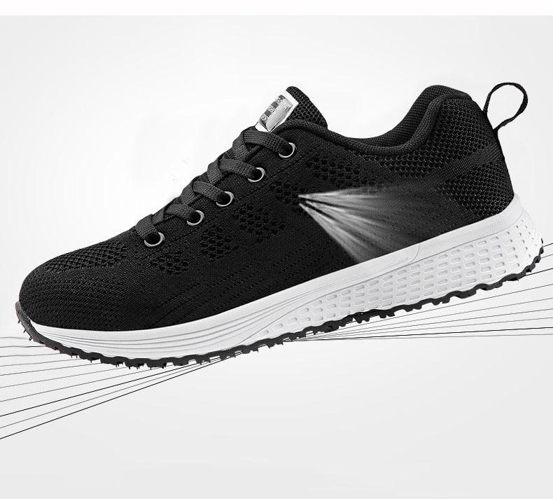 Women Breathable Mesh Walking Sneakers Lightweight Lace Up Flats