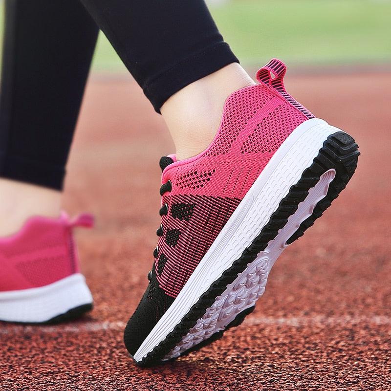 Women Breathable Mesh Walking Sneakers Lightweight Lace Up Flats