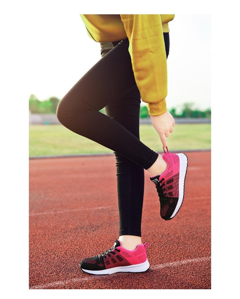 Women Breathable Mesh Walking Sneakers Lightweight Lace Up Flats