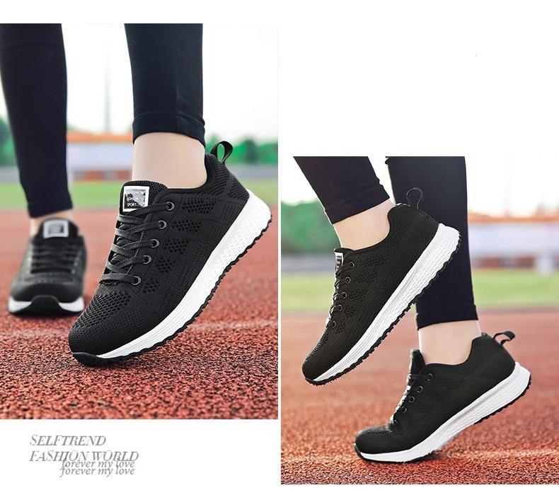 Women Breathable Mesh Walking Sneakers Lightweight Lace Up Flats