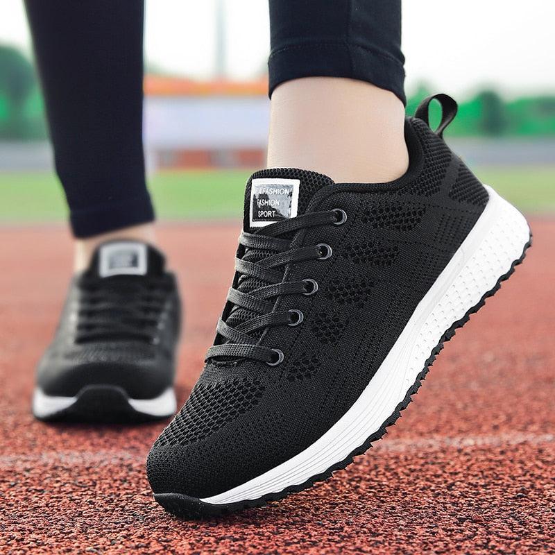 Women Breathable Mesh Walking Sneakers Lightweight Lace Up Flats