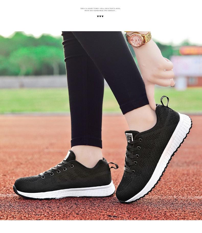 Women Breathable Mesh Walking Sneakers Lightweight Lace Up Flats