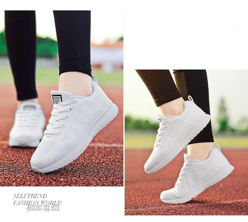Women Breathable Mesh Walking Sneakers Lightweight Lace Up Flats