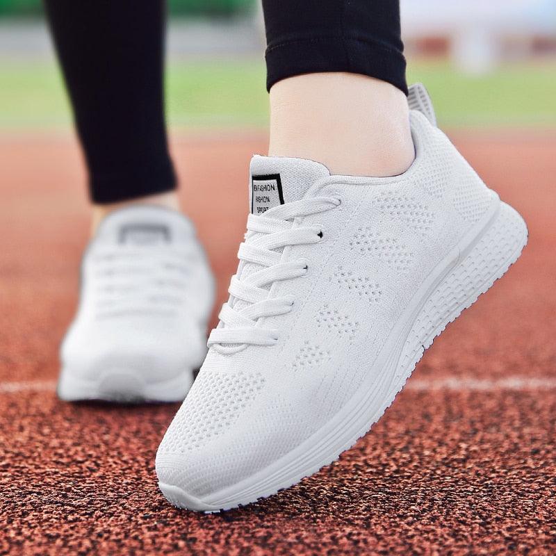 Women Breathable Mesh Walking Sneakers Lightweight Lace Up Flats