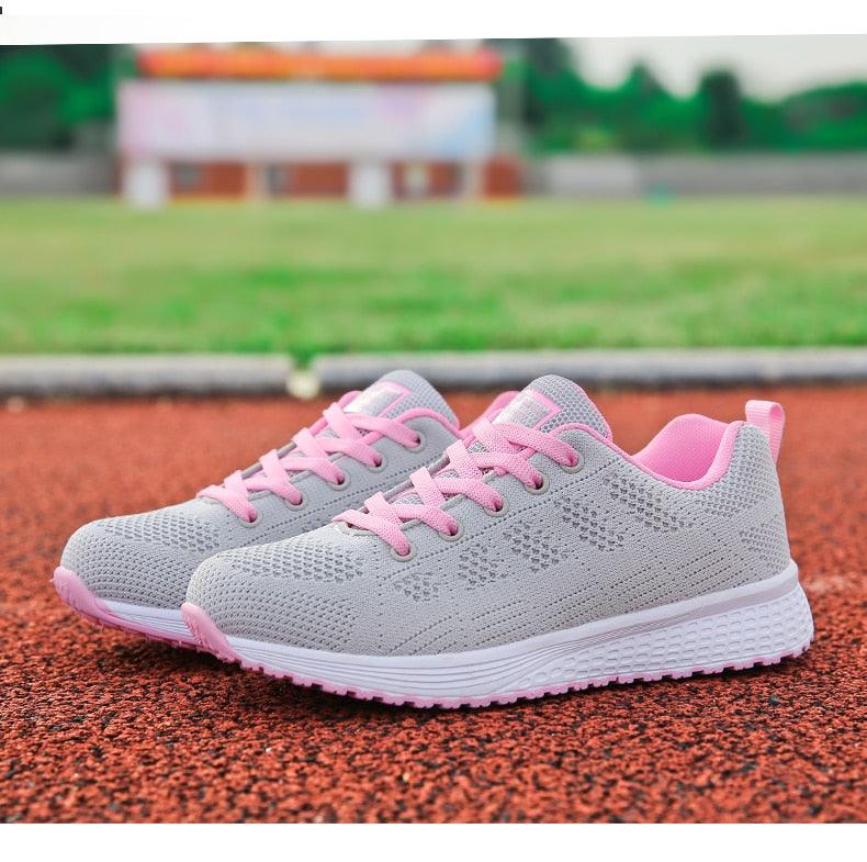 Women Breathable Mesh Walking Sneakers Lightweight Lace Up Flats