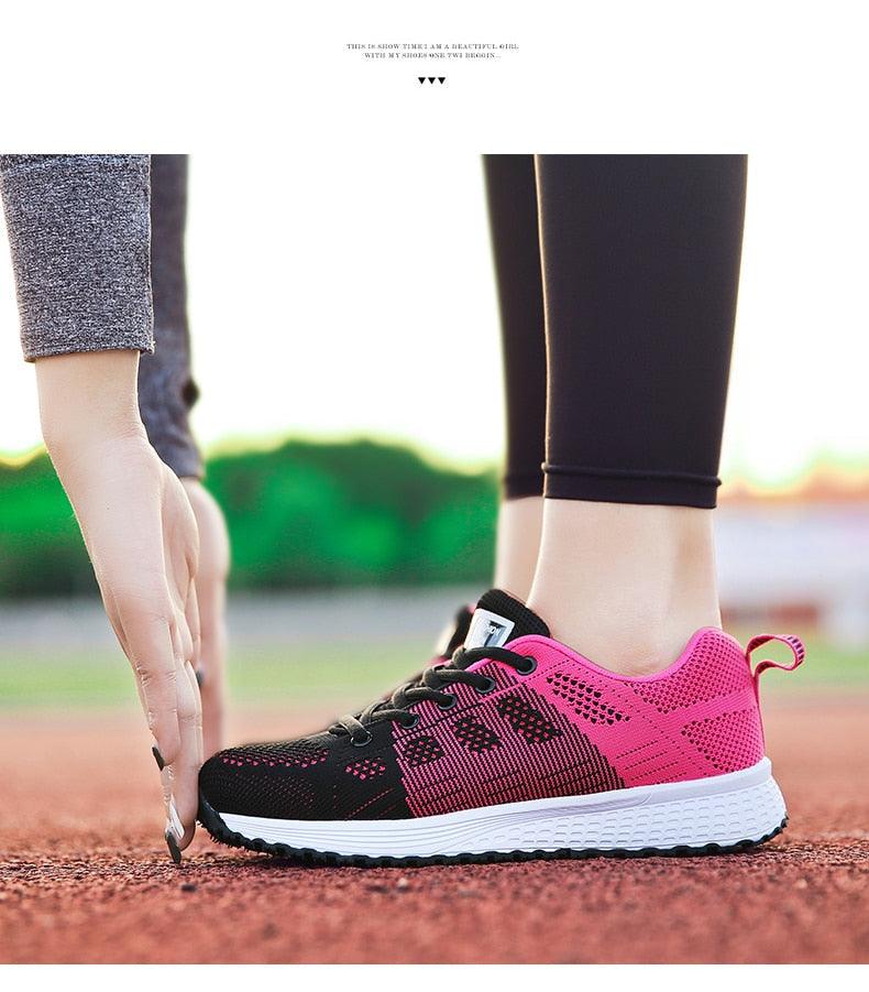 Women Breathable Mesh Walking Sneakers Lightweight Lace Up Flats