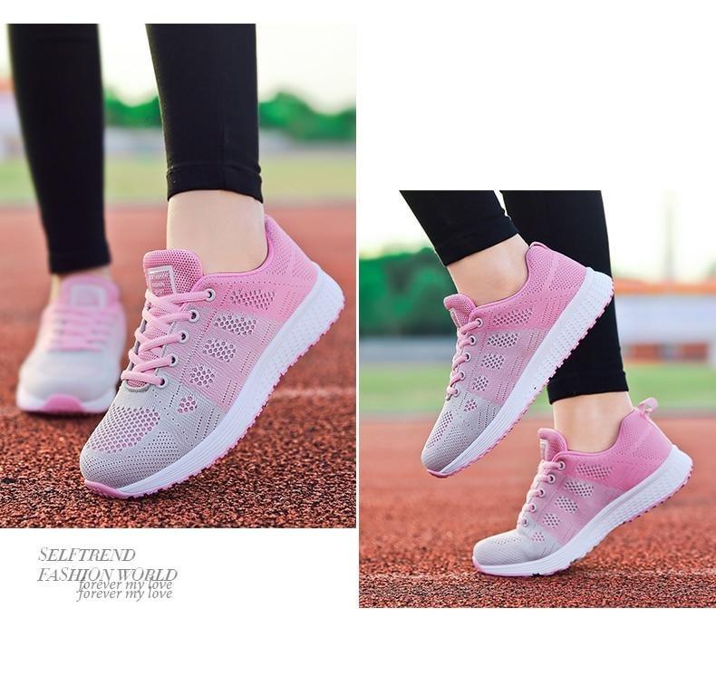 Women Breathable Mesh Walking Sneakers Lightweight Lace Up Flats