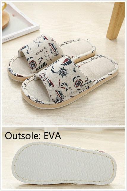 Women Floral Indoor Home Slippers Soft Cotton Open Toe House Slides