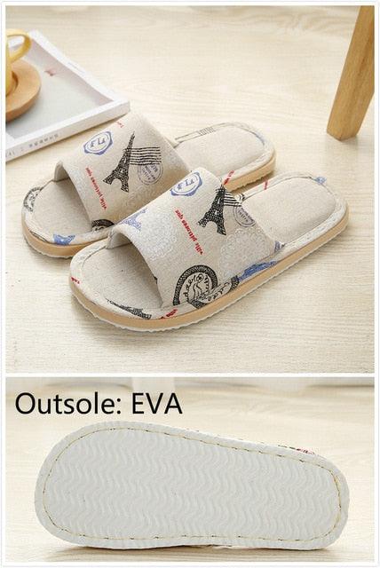 Women Floral Indoor Home Slippers Soft Cotton Open Toe House Slides