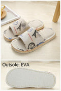 Women Floral Indoor Home Slippers Soft Cotton Open Toe House Slides