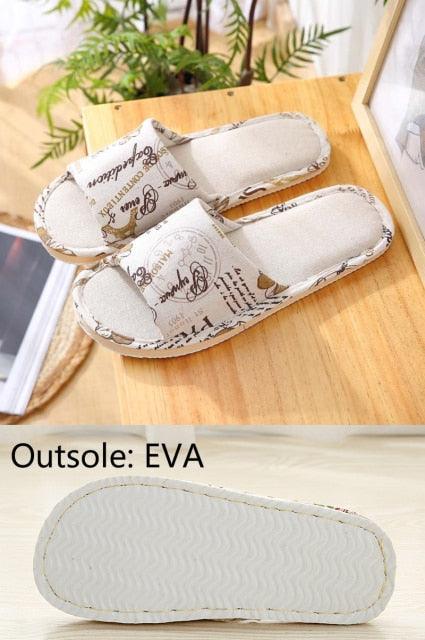 Women Floral Indoor Home Slippers Soft Cotton Open Toe House Slides