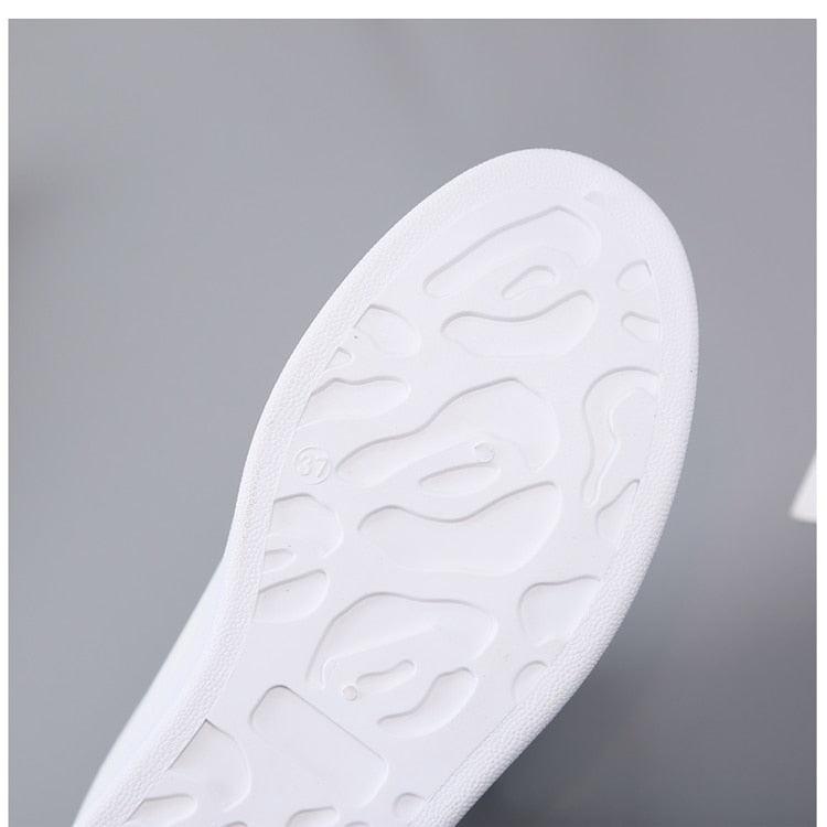 Women's Embroidered White Sneakers Floral PU Leather Low Top Shoes