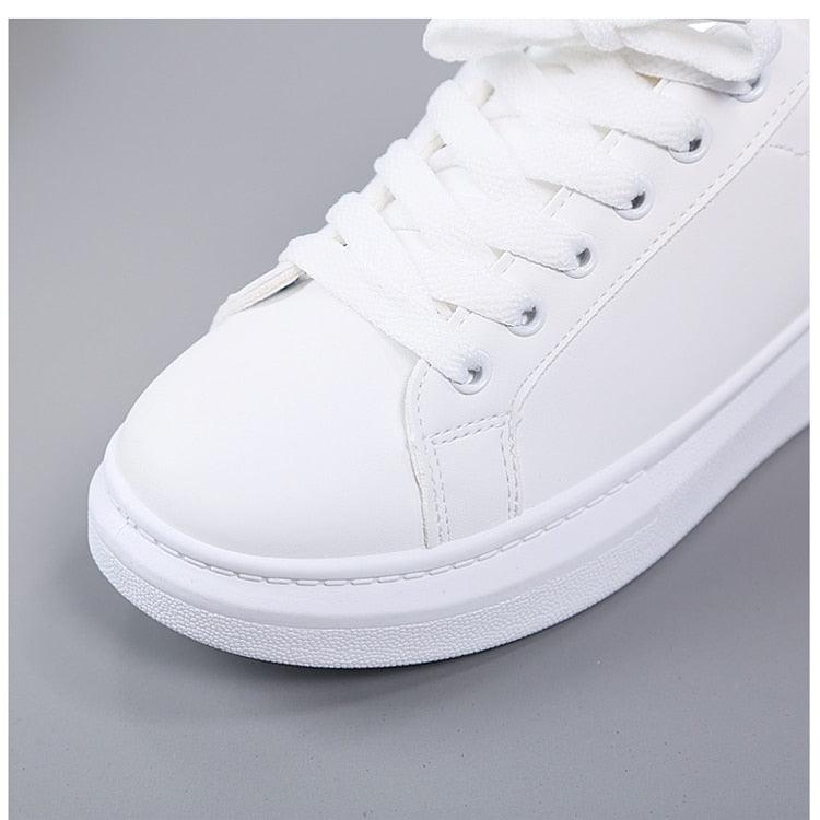 Women's Embroidered White Sneakers Floral PU Leather Low Top Shoes