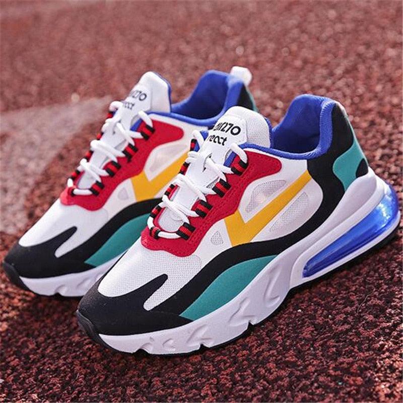 Colorful Stevvex air cushion athletic sneakers with a thick sole for walking and gym fitness