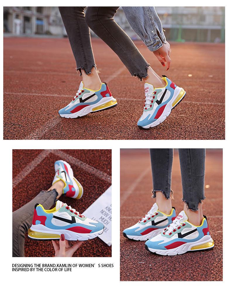 Women’s Colorful Air Cushion Athletic Sneakers - Lightweight Gym Flats