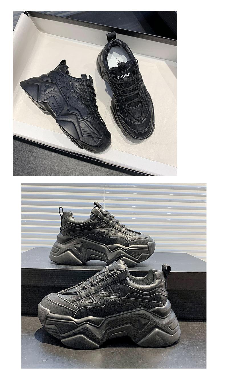 Women Chunky Platform Sneakers Lace-Up Casual Vulcanized Shoes