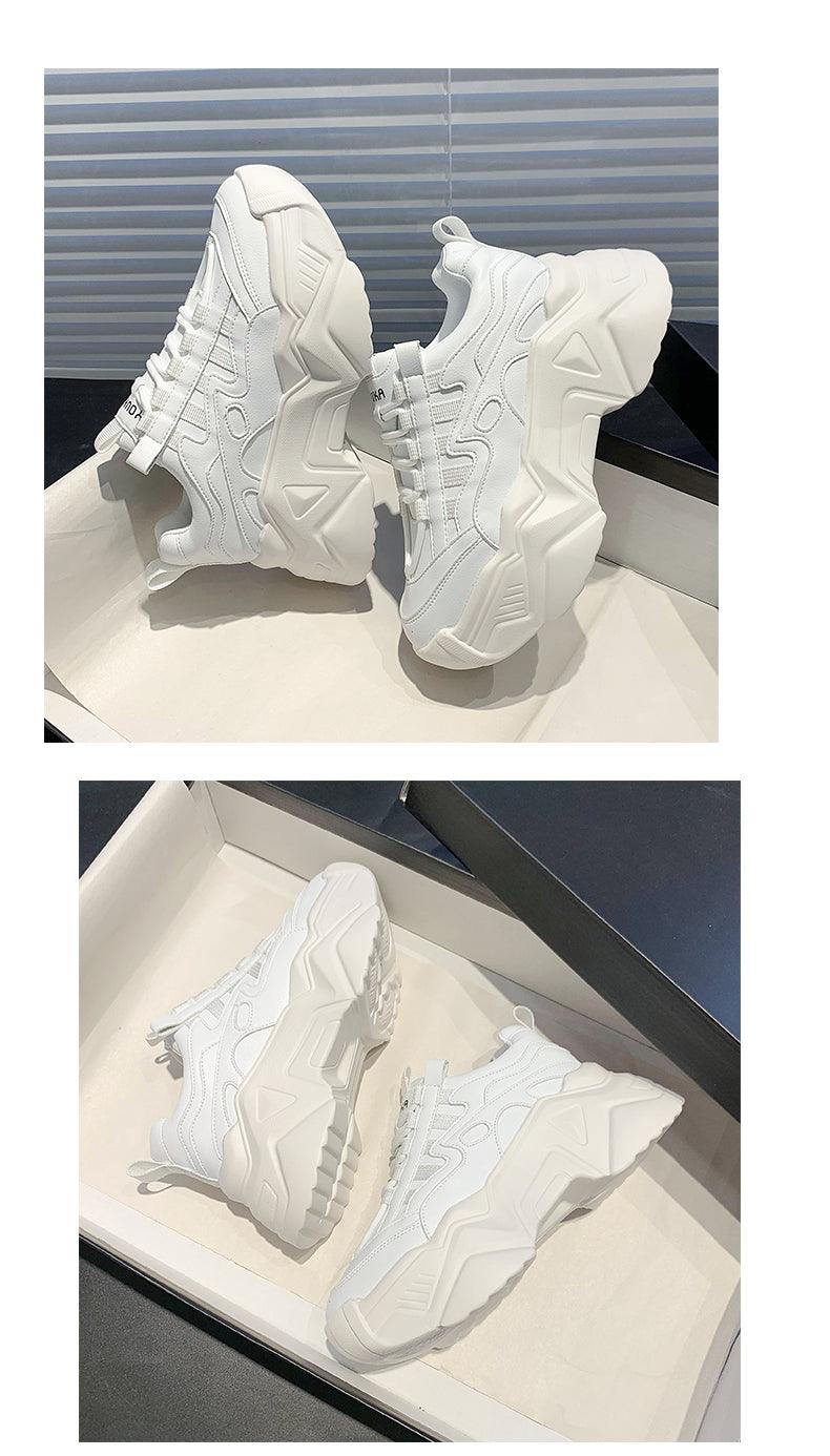 Women Chunky Platform Sneakers Lace-Up Casual Vulcanized Shoes