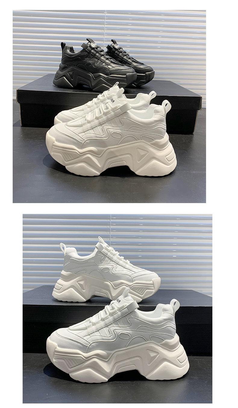 Women Chunky Platform Sneakers Lace-Up Casual Vulcanized Shoes