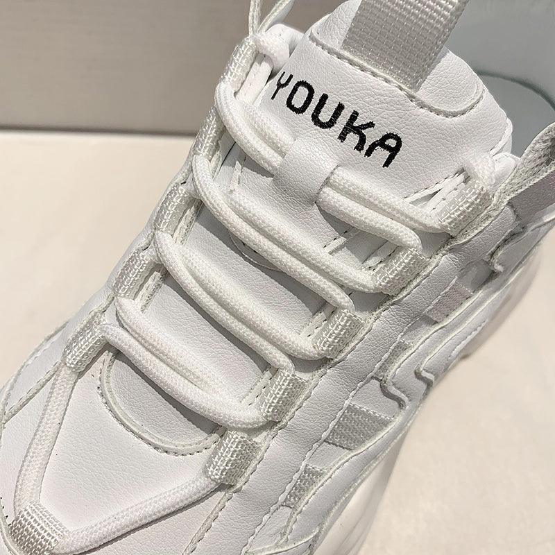 Women Chunky Platform Sneakers Lace-Up Casual Vulcanized Shoes