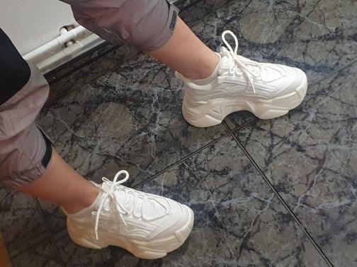 Women Chunky Platform Sneakers Lace-Up Casual Vulcanized Shoes