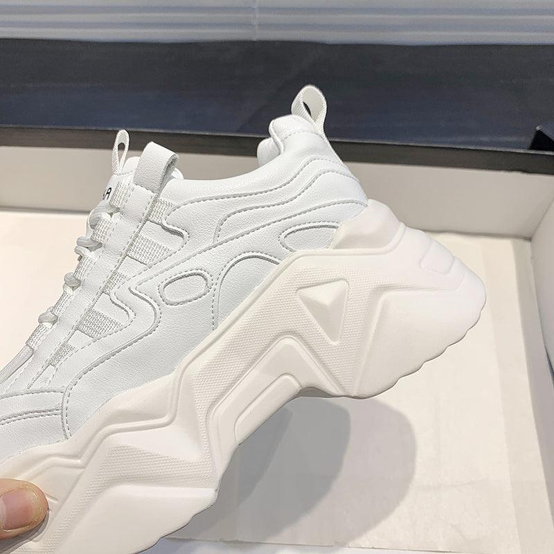 Women Chunky Platform Sneakers Lace-Up Casual Vulcanized Shoes