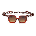 Glamorous Oversized Square Sunglasses with Unique Chain Detail