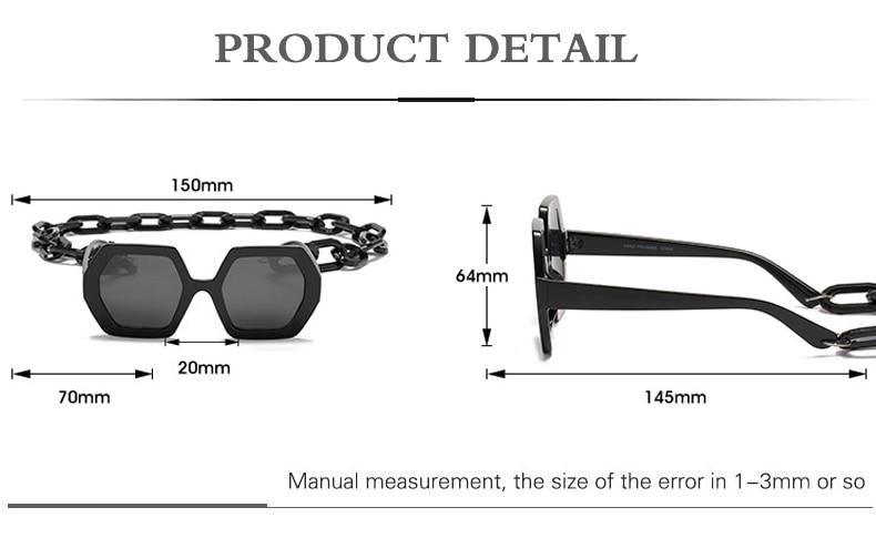Glamorous Oversized Square Sunglasses with Unique Chain Detail
