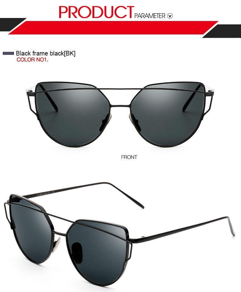 Rose Gold Cat Eye Sunglasses with Mirror Lenses - Vintage Style