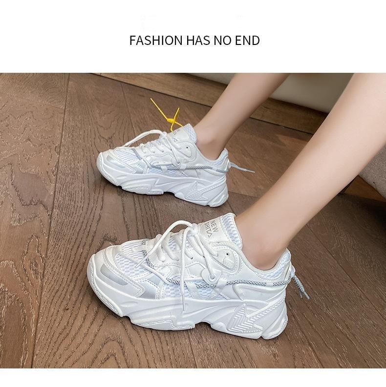 Women's Leather Platform Sneakers White Casual Walking Shoes