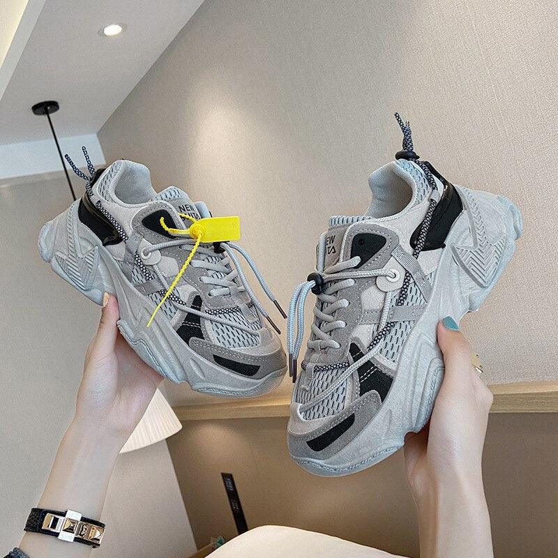 Women's Leather Platform Sneakers White Casual Walking Shoes
