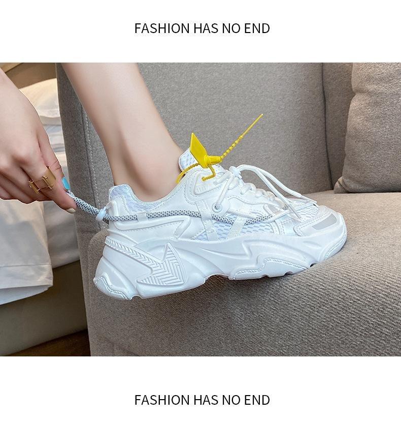 Women's Leather Platform Sneakers White Casual Walking Shoes