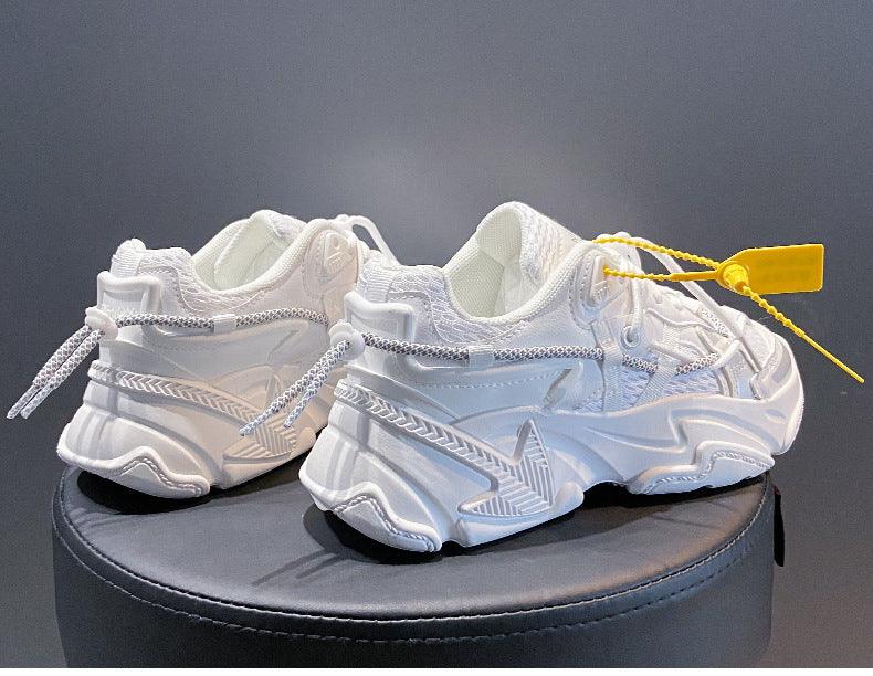 Women's Leather Platform Sneakers White Casual Walking Shoes