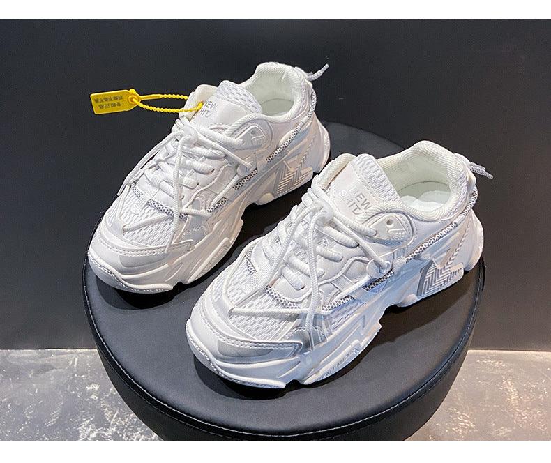 Women's Leather Platform Sneakers White Casual Walking Shoes