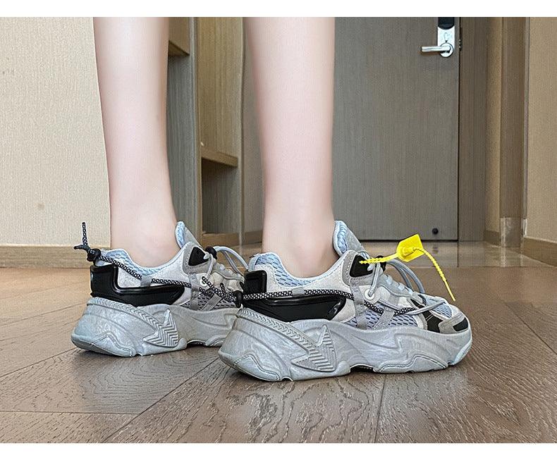 Women's Leather Platform Sneakers White Casual Walking Shoes